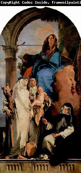 Giovanni Battista Tiepolo Madonna mit Hl. Katharina, Hl. Rosa, die das Kind halt und der hockenden Hl. Agnes